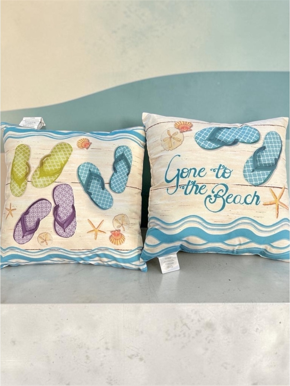 Laural Home Decorative Throw Pillows Set of 2 - Gone to the Beach Design